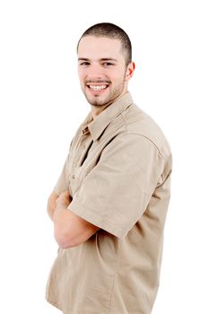 young casual happy man portrait, isolated on white