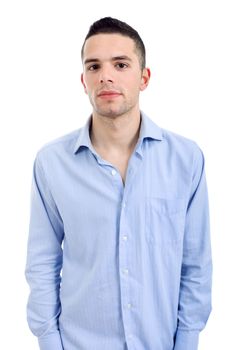 young casual man portrait, isolated on white