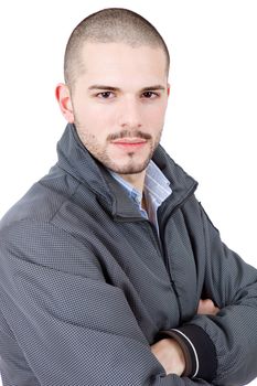 young casual man portrait, isolated on white