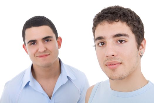 two young happy teenagers isolated on white