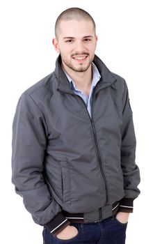 young casual man portrait, isolated on white