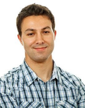 young casual man portrait, isolated on white