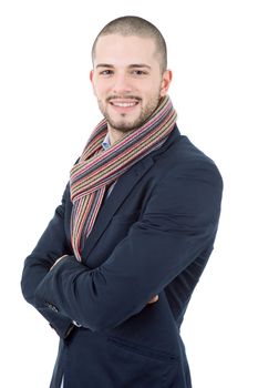 young casual man portrait, isolated on white