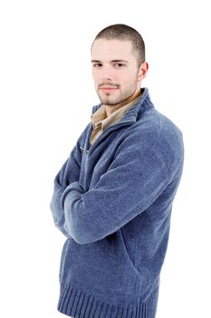 young casual man portrait, isolated on white