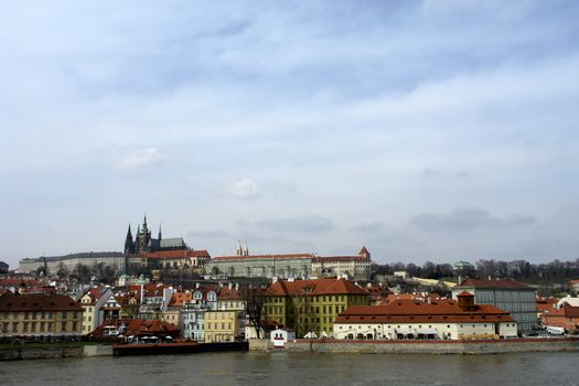 ancient charles bridge in the city of prague