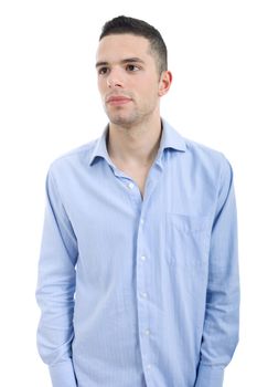 young casual man portrait, isolated on white