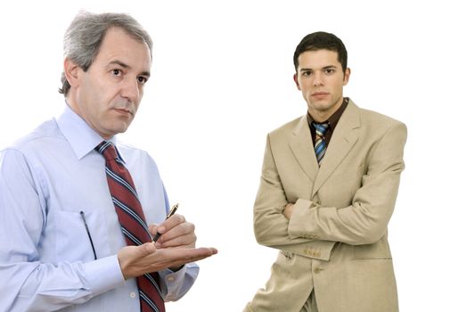 two young business men portrait, focus on the left man