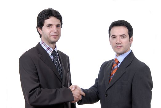 businessmen shaking hands - isolated over a white background