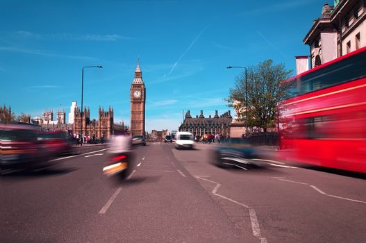 Big ben, london bus, abstract