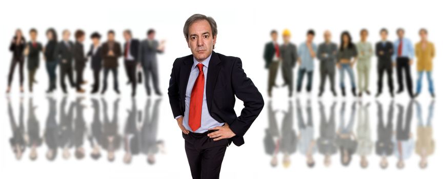 business man in front of a group of people