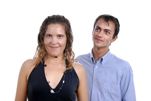 young happy couple in a studio portrait