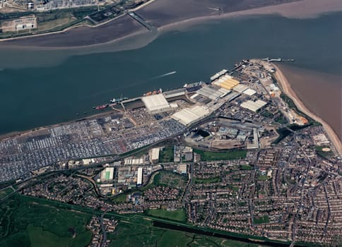 Aerial view of London from plain