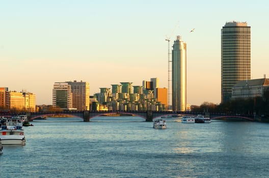 Panoramic view of River Thames London UK