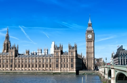 Big Ben Westminster London and ship