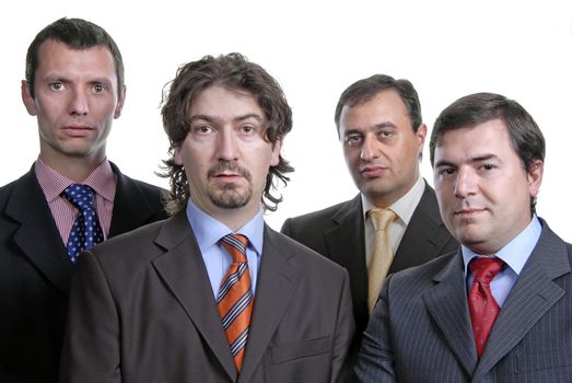 four young business men portrait on white