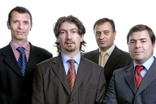 four young business men portrait on white