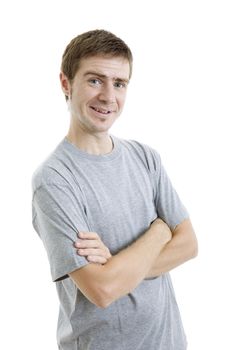 young casual man portrait, isolated on white