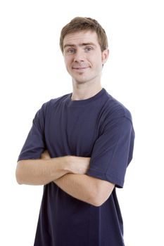 young casual man portrait, isolated on white