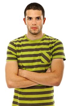 young casual man portrait, isolated on white