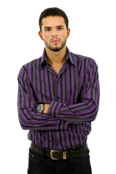 young casual man portrait, isolated on white