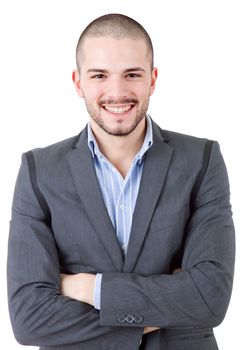 young casual man portrait, isolated on white