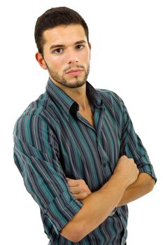 young casual man portrait, isolated on white