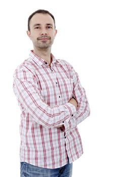 young casual man portrait, isolated on white