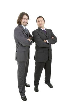 two young businessmen full body, isolated on white