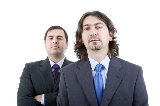 two young business men portrait on white