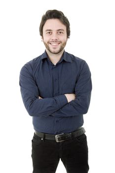 young casual man portrait, isolated on white