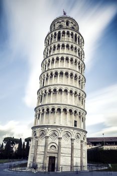 Leaning Tower of Pisa in Tuscany, special photographic processing
