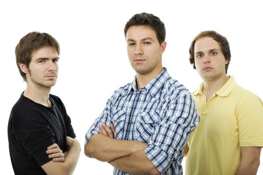 three casual men isolated on white background