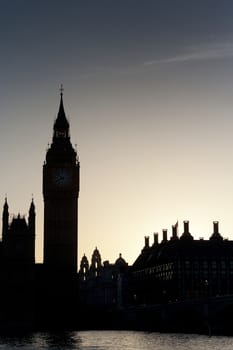 Houses of Parliament and Big Ben at sunset, London UK