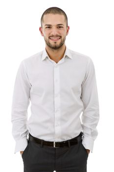 young casual man portrait, isolated on white