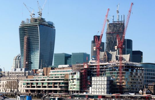 LONDON, UK - modern buildings in construction.
