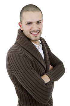 young casual man portrait, isolated on white