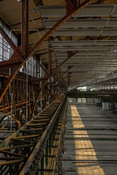 Large industrial hall of a vehicle repair station