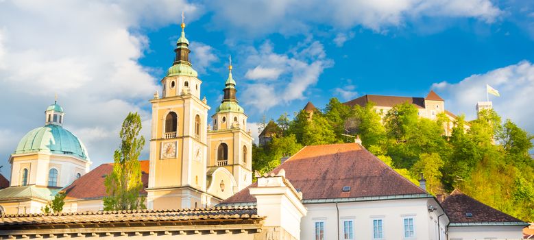 Panorama of the Slovenian capital Ljubljana, Europe