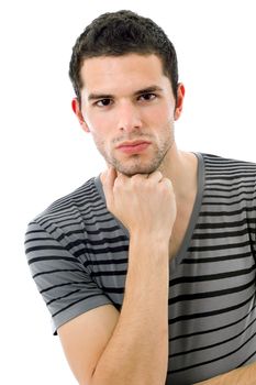 young casual man portrait, isolated on white