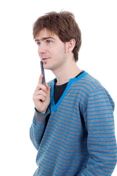 young casual man portrait, isolated on white