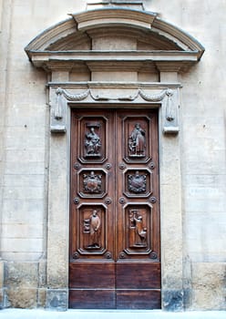 an old wooden church door