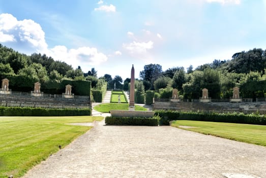 Green park with monument