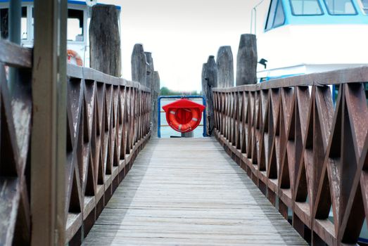 Lifebelt , wooden pier