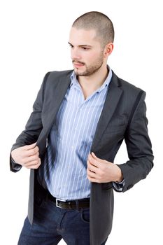 young casual man portrait, isolated on white