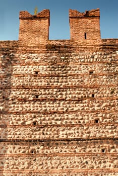 Old brick wall in Verona, Italy