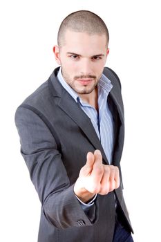 young casual man portrait, isolated on white