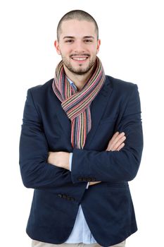 young casual man portrait, isolated on white