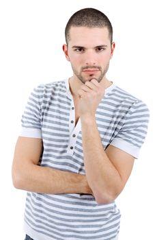 young casual man portrait, isolated on white