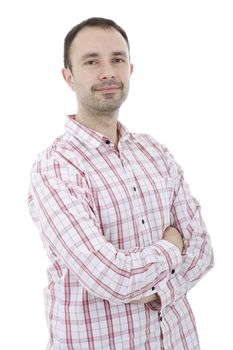 young casual man portrait, isolated on white