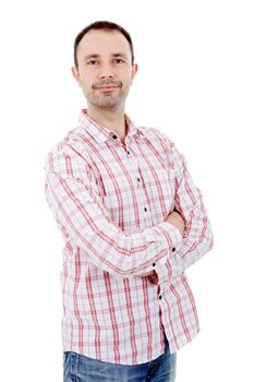 young casual man portrait, isolated on white